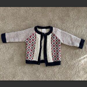 Hanna Andersson Fair Isle Cable Knit Cardigan